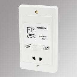 Crabtree Capital 2-Gang Dual Voltage Shaver Socket 115 / 230V White