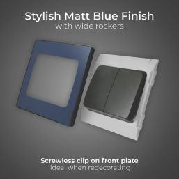 British General Evolve 20A 16AX 2-Gang 2-Way Wide Rocker Light Switch  Blue with Black Inserts