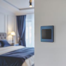 British General Evolve 20A 16AX 2-Gang 2-Way Wide Rocker Light Switch  Blue with Black Inserts