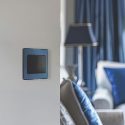 British General Evolve 20A 16AX 2-Gang 2-Way Wide Rocker Light Switch  Blue with Black Inserts