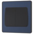 British General Evolve 20A 16AX 2-Gang 2-Way Wide Rocker Light Switch  Blue with Black Inserts