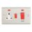 Contactum iConic 45A 2-Gang DP Cooker Switch & 13A DP Switched Socket Brushed Steel with Neon with White Inserts
