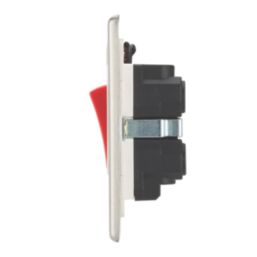 Contactum iConic 45A 2-Gang DP Cooker Switch & 13A DP Switched Socket Brushed Steel with Neon with White Inserts