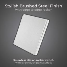 British General Evolve 20A 16AX 1-Gang 2-Way Light Switch  Brushed Steel