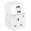 Masterplug 13A Fused 3-Way Socket Adaptor + 2.1A 2-Outlet Type A USB Charger White