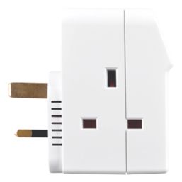 Masterplug 13A Fused 3-Way Socket Adaptor + 2.1A 2-Outlet Type A USB Charger White