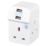 Masterplug 13A Fused 3-Way Socket Adaptor + 2.1A 2-Outlet Type A USB Charger White