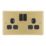 LAP  13A 2-Gang DP Switched Switched Socket Satin Brass  with Black Inserts