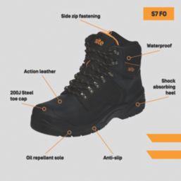 Site Prescott Size 11  Black Waterproof Steel Toe Cap Safety Boots