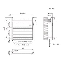 Flomasta 530mm x 520mm 511BTU Chrome Flat Electric Towel Radiator