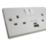Essentials  13A 2-Gang 2-Pole Switched Socket + 3.1A 15W 2-Outlet Type A & C USB Charger White with White Inserts