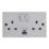 Essentials  13A 2-Gang 2-Pole Switched Socket + 3.1A 15W 2-Outlet Type A & C USB Charger White with White Inserts