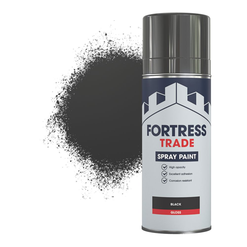 Fortress Trade 400ml Black Gloss Anti Corrosive Metal Spray Paint