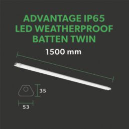 4lite Advantage Twin 5ft LED IP65 Batten 50W 6200lm 220-240V