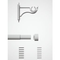 Rothley Matt White Extendable Curtain Pole with Stud Finials 28mm x 71-120cm