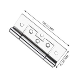 Smith & Locke Polished Chrome  Door Hinge 100mm x 42mm 2 Pack
