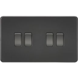 Knightsbridge  10AX 4-Gang 2-Way Light Switch  Matt Black