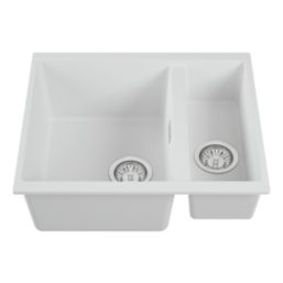 Carysil EN50REV-WH 1.5 Bowl Granite Composite Kitchen Sink White Reversible 555mm x 218mm