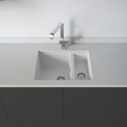 Carysil EN50REV-WH 1.5 Bowl Granite Composite Kitchen Sink White Reversible 555mm x 218mm