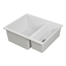 Carysil EN50REV-WH 1.5 Bowl Granite Composite Kitchen Sink White Reversible 555mm x 218mm