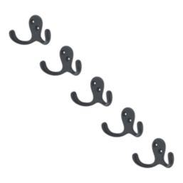 Essentials Double Hooks Black 45mm 5 Pack