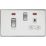 Knightsbridge  45A 2-Gang DP Cooker Switch & 13A DP Switched Socket Polished Chrome with LED with White Inserts