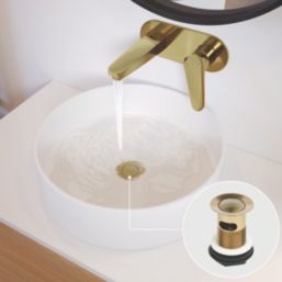 Flomasta Slotted Pop Up Small Basin Waste Brushed Brass 66mm