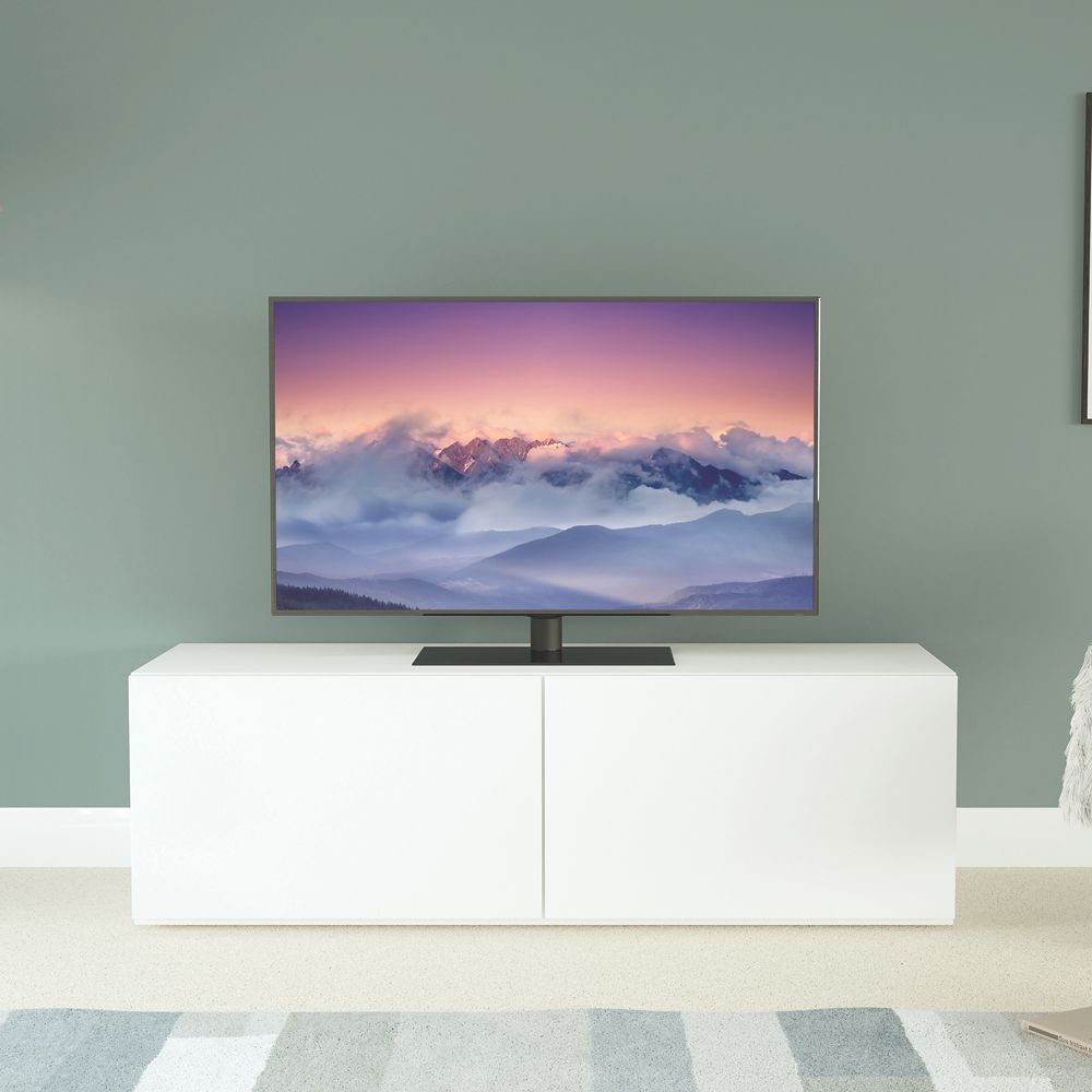 Tv stand store with mounted tv