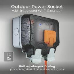 British General  IP66 13A 2-Gang SP Weatherproof Outdoor Switched Wi-Fi Extender Socket