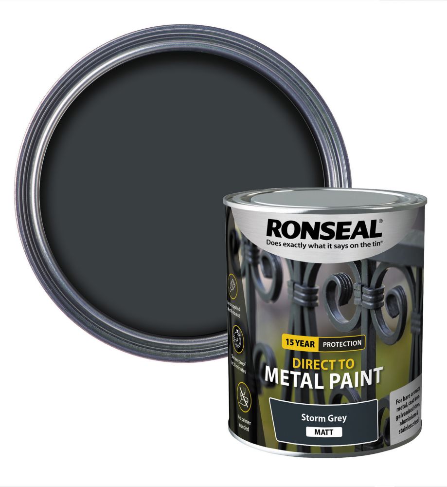 Ronseal 750ml Storm Grey Matt Anti Corrosive Metal Paint Screwfix