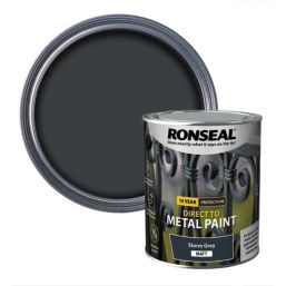 Ronseal 750ml Storm Grey Matt Anti Corrosive Metal Paint