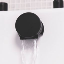 ETAL Freeflow Matt Black Round Head Bath Overflow Filler Tap  With Pop-Up Waste