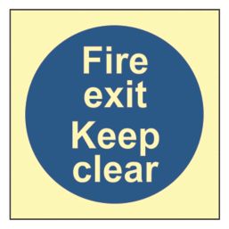 Essentials  Photoluminescent "Fire Exit Keep Clear" Sign 100mm x 100mm