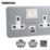 Essentials  13A 2-Gang 2-Pole Switched Metal Clad Socket + 3A 30W 2-Outlet Type A & C USB Charger with White Inserts