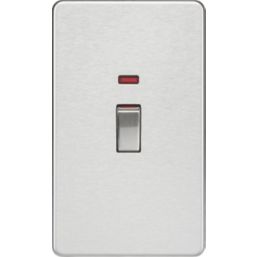 Knightsbridge  45A 2-Gang DP Control Switch Brushed Chrome with LED