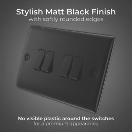 British General Nexus Metal 20A 16AX 4-Gang 2-Way Light Switch  Matt Black