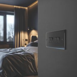 British General Nexus Metal 20A 16AX 4-Gang 2-Way Light Switch  Matt Black