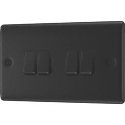 British General Nexus Metal 20A 16AX 4-Gang 2-Way Light Switch  Matt Black