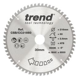 Trend CSB/CC21660 Wood Crosscut Circular Saw Blade 216mm x 30mm 60T