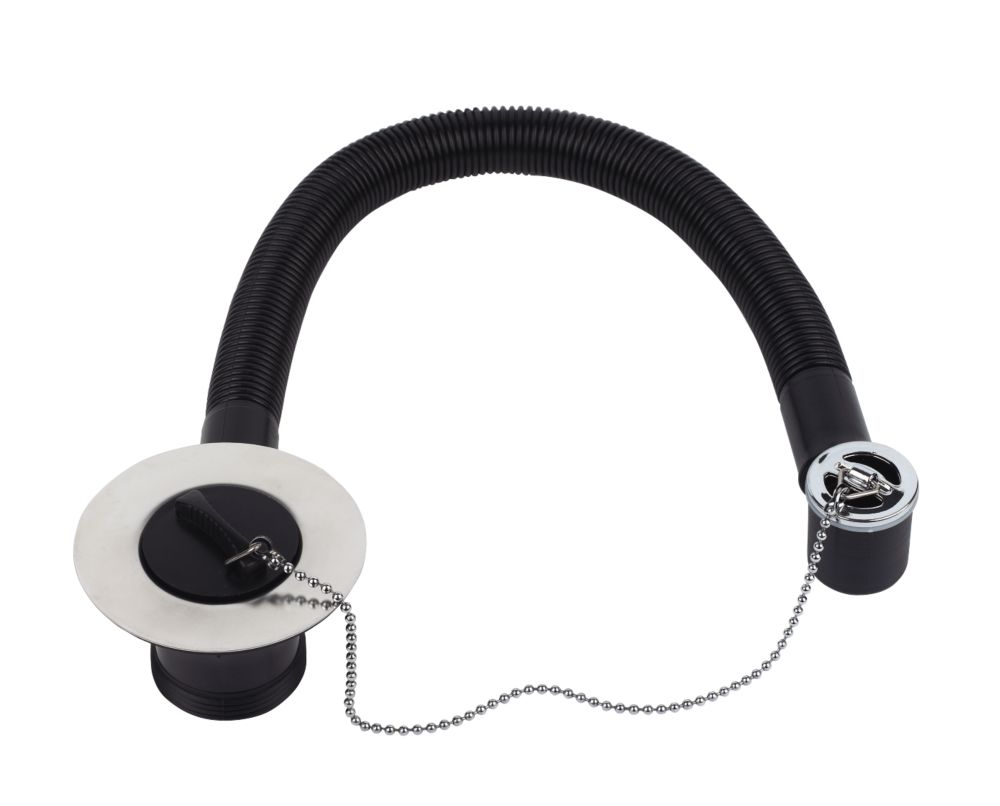 Essentials Sink Waste with Plug & Chain 12" Screwfix