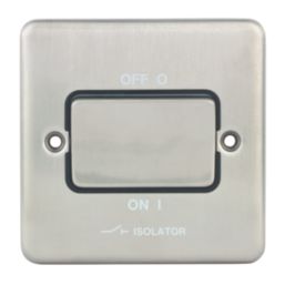 Hager Sollysta WRPS3PIBSB 10A 1-Gang 3-Pole Isolator Switch Brushed Steel  with Black Inserts