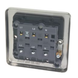 Hager Sollysta WRPS3PIBSB 10A 1-Gang 3-Pole Isolator Switch Brushed Steel  with Black Inserts