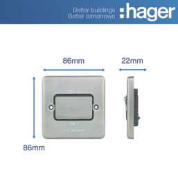 Hager Sollysta WRPS3PIBSB 10A 1-Gang 3-Pole Isolator Switch Brushed Steel  with Black Inserts