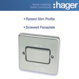 Hager Sollysta WRPS3PIBSB 10A 1-Gang 3-Pole Isolator Switch Brushed Steel  with Black Inserts