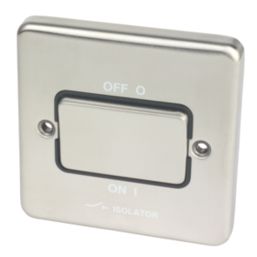 Hager Sollysta WRPS3PIBSB 10A 1-Gang 3-Pole Isolator Switch Brushed Steel  with Black Inserts