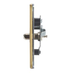 Contactum Lyric 2-Gang F-Type Satellite Socket Brushed Brass with Black Inserts