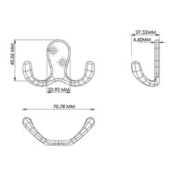 Essentials Double Hooks Polished Chrome 45mm 5 Pack