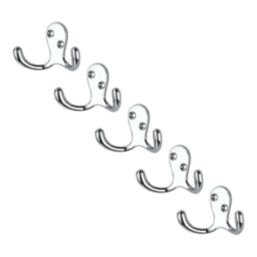 Essentials Double Hooks Polished Chrome 45mm 5 Pack
