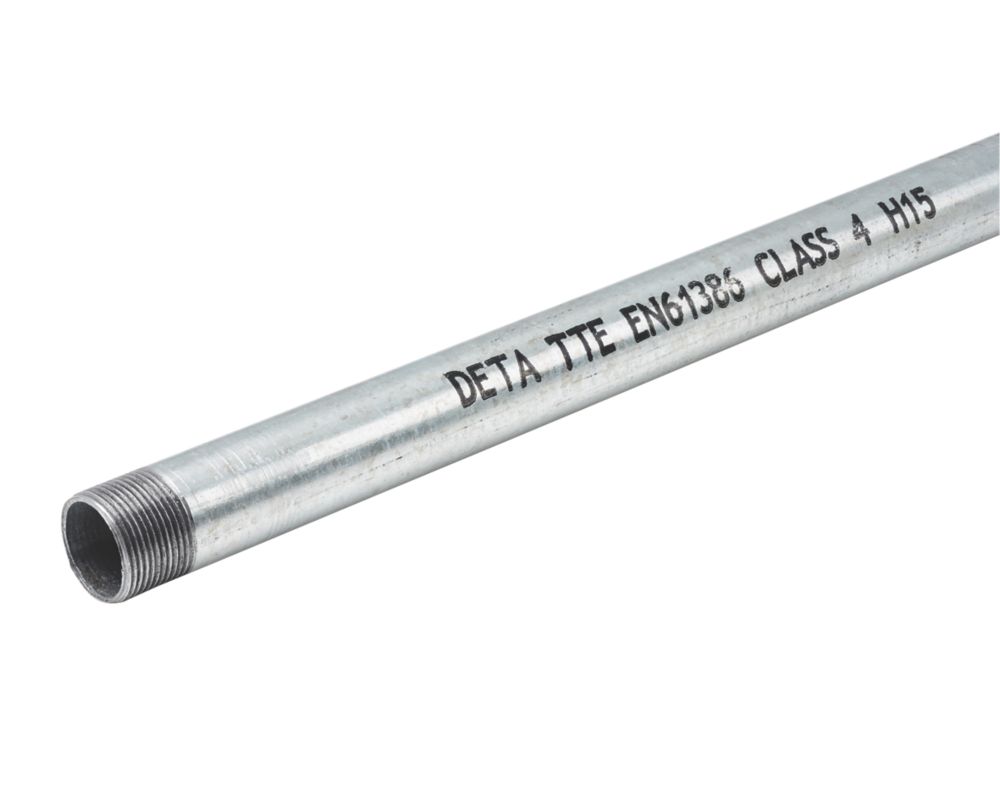 Deta TTE Round Steel Galvanised Class 4 Conduit Tube 20mm x 3m Screwfix