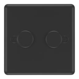 LAP  2-Gang 2-Way LED Dimmer Switch  Matt Black with Colour-Matched Inserts